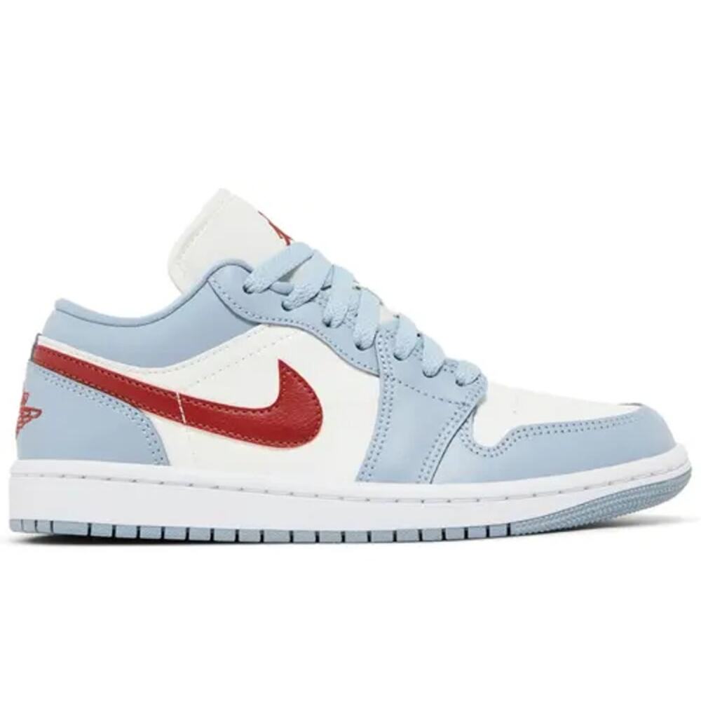 NWT Nike Air Jordan 1 Low Leather Sneakers Blue Whisper Dune Red Women Size 8